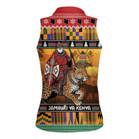 Kenya Safari Christmas Women Sleeveless Polo Shirt Black Santa Riding Leopards - Heri ya Krismasi - Wonder Print Shop