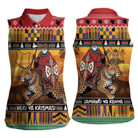 Kenya Safari Christmas Women Sleeveless Polo Shirt Black Santa Riding Leopards - Heri ya Krismasi - Wonder Print Shop