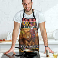 Kenya Safari Christmas Apron Black Santa Riding Lion - Heri ya Krismasi - Wonder Print Shop