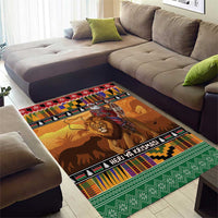 Kenya Safari Christmas Area Rug Black Santa Riding Lion - Heri ya Krismasi - Wonder Print Shop