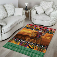 Kenya Safari Christmas Area Rug Black Santa Riding Lion - Heri ya Krismasi - Wonder Print Shop