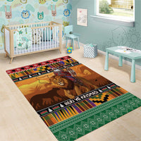 Kenya Safari Christmas Area Rug Black Santa Riding Lion - Heri ya Krismasi - Wonder Print Shop