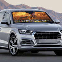 Kenya Safari Christmas Auto Sun Shade Black Santa Riding Lion - Heri ya Krismasi - Wonder Print Shop