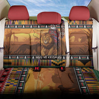 Kenya Safari Christmas Back Car Seat Cover Black Santa Riding Lion - Heri ya Krismasi - Wonder Print Shop