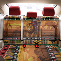 Kenya Safari Christmas Back Car Seat Cover Black Santa Riding Lion - Heri ya Krismasi - Wonder Print Shop