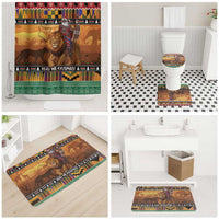 Kenya Safari Christmas Bathroom Set Black Santa Riding Lion - Heri ya Krismasi - Wonder Print Shop