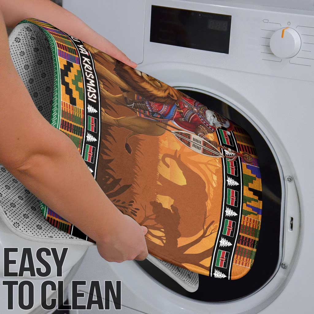 Kenya Safari Christmas Bathroom Set Black Santa Riding Lion - Heri ya Krismasi - Wonder Print Shop