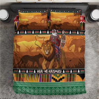 Kenya Safari Christmas Bedding Set Black Santa Riding Lion - Heri ya Krismasi - Wonder Print Shop