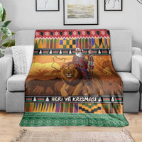 Kenya Safari Christmas Blanket Black Santa Riding Lion - Heri ya Krismasi - Wonder Print Shop