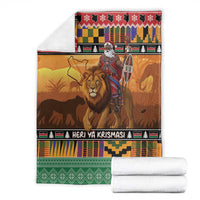Kenya Safari Christmas Blanket Black Santa Riding Lion - Heri ya Krismasi - Wonder Print Shop