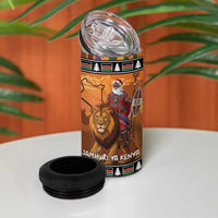 Kenya Safari Christmas 4 in 1 Can Cooler Tumbler Black Santa Riding Lion - Heri ya Krismasi - Wonder Print Shop