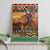 Kenya Safari Christmas Canvas Wall Art Black Santa Riding Lion - Heri ya Krismasi - Wonder Print Shop
