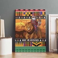 Kenya Safari Christmas Canvas Wall Art Black Santa Riding Lion - Heri ya Krismasi - Wonder Print Shop
