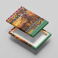 Kenya Safari Christmas Canvas Wall Art Black Santa Riding Lion - Heri ya Krismasi - Wonder Print Shop