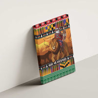 Kenya Safari Christmas Canvas Wall Art Black Santa Riding Lion - Heri ya Krismasi - Wonder Print Shop