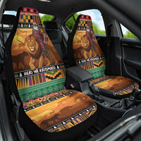 Kenya Safari Christmas Car Seat Cover Black Santa Riding Lion - Heri ya Krismasi - Wonder Print Shop