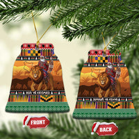 Kenya Safari Christmas Ceramic Ornament Black Santa Riding Lion - Heri ya Krismasi - Wonder Print Shop