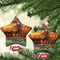 Kenya Safari Christmas Ceramic Ornament Black Santa Riding Lion - Heri ya Krismasi - Wonder Print Shop