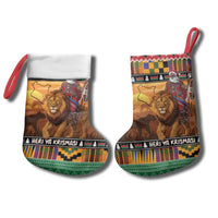 Kenya Safari Christmas Stocking Black Santa Riding Lion - Heri ya Krismasi - Wonder Print Shop