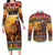 Kenya Safari Christmas Couples Matching Long Sleeve Bodycon Dress and Long Sleeve Button Shirt Black Santa Riding Lion - Heri ya Krismasi - Wonder Print Shop