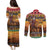 Kenya Safari Christmas Couples Matching Puletasi and Long Sleeve Button Shirt Black Santa Riding Lion - Heri ya Krismasi - Wonder Print Shop