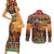 Kenya Safari Christmas Couples Matching Short Sleeve Bodycon Dress and Long Sleeve Button Shirt Black Santa Riding Lion - Heri ya Krismasi - Wonder Print Shop