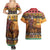 Kenya Safari Christmas Couples Matching Summer Maxi Dress and Hawaiian Shirt Black Santa Riding Lion - Heri ya Krismasi - Wonder Print Shop