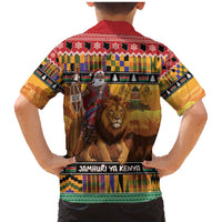 Kenya Safari Christmas Family Matching Mermaid Dress and Hawaiian Shirt Black Santa Riding Lion - Heri ya Krismasi - Wonder Print Shop