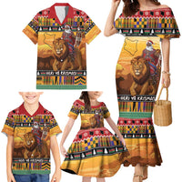 Kenya Safari Christmas Family Matching Mermaid Dress and Hawaiian Shirt Black Santa Riding Lion - Heri ya Krismasi - Wonder Print Shop