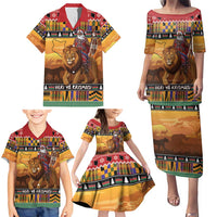 Kenya Safari Christmas Family Matching Puletasi and Hawaiian Shirt Black Santa Riding Lion - Heri ya Krismasi - Wonder Print Shop