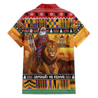 Kenya Safari Christmas Family Matching Tank Maxi Dress and Hawaiian Shirt Black Santa Riding Lion - Heri ya Krismasi - Wonder Print Shop