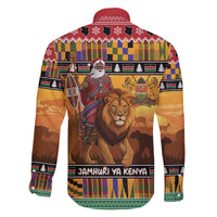 Kenya Safari Christmas Family Matching Tank Maxi Dress and Hawaiian Shirt Black Santa Riding Lion - Heri ya Krismasi - Wonder Print Shop