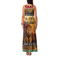 Kenya Safari Christmas Family Matching Tank Maxi Dress and Hawaiian Shirt Black Santa Riding Lion - Heri ya Krismasi - Wonder Print Shop