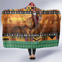 Kenya Safari Christmas Hooded Blanket Black Santa Riding Lion - Heri ya Krismasi - Wonder Print Shop