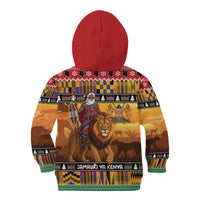 Kenya Safari Christmas Kid Hoodie Black Santa Riding Lion - Heri ya Krismasi - Wonder Print Shop