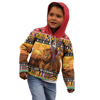 Kenya Safari Christmas Kid Hoodie Black Santa Riding Lion - Heri ya Krismasi - Wonder Print Shop