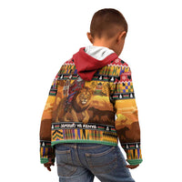 Kenya Safari Christmas Kid Hoodie Black Santa Riding Lion - Heri ya Krismasi - Wonder Print Shop