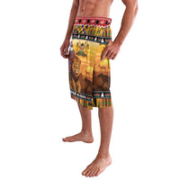 Kenya Safari Christmas Lavalava Black Santa Riding Lion - Heri ya Krismasi - Wonder Print Shop