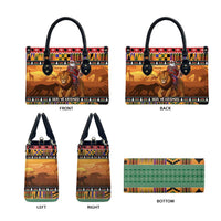 Kenya Safari Christmas Leather Bag Black Santa Riding Lion - Heri ya Krismasi - Wonder Print Shop