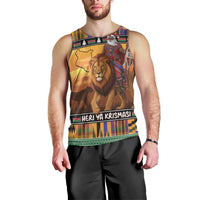Kenya Safari Christmas Men Tank Top Black Santa Riding Lion - Heri ya Krismasi - Wonder Print Shop