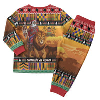 Kenya Safari Christmas Pajama Set Black Santa Riding Lion - Heri ya Krismasi - Wonder Print Shop