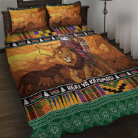 Kenya Safari Christmas Quilt Bed Set Black Santa Riding Lion - Heri ya Krismasi - Wonder Print Shop