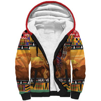 Kenya Safari Christmas Sherpa Hoodie Black Santa Riding Lion - Heri ya Krismasi - Wonder Print Shop
