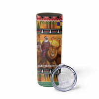 Kenya Safari Christmas Skinny Tumbler Black Santa Riding Lion - Heri ya Krismasi - Wonder Print Shop