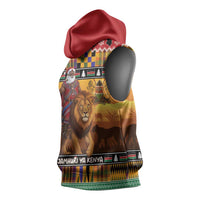 Kenya Safari Christmas Sleeveless Hoodie Black Santa Riding Lion - Heri ya Krismasi - Wonder Print Shop