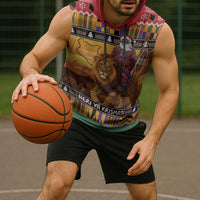 Kenya Safari Christmas Sleeveless Hoodie Black Santa Riding Lion - Heri ya Krismasi - Wonder Print Shop