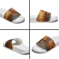 Kenya Safari Christmas Slide Sandals Black Santa Riding Lion - Heri ya Krismasi - Wonder Print Shop