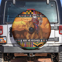 Kenya Safari Christmas Spare Tire Cover Black Santa Riding Lion - Heri ya Krismasi - Wonder Print Shop