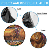 Kenya Safari Christmas Spare Tire Cover Black Santa Riding Lion - Heri ya Krismasi - Wonder Print Shop