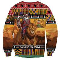 Kenya Safari Christmas Sweatshirt Black Santa Riding Lion - Heri ya Krismasi - Wonder Print Shop